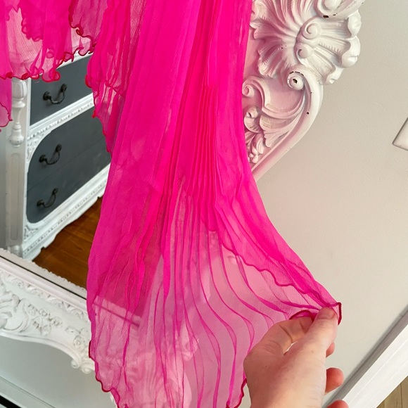 AUTHENTIC Dolce & Gabbana VINTAGE Neon Pink Pleat Dress Top - Picture 13 of 15